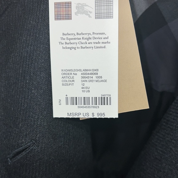 Burberry Wool Coat-Authentic-NWT - Picture 5 of 9